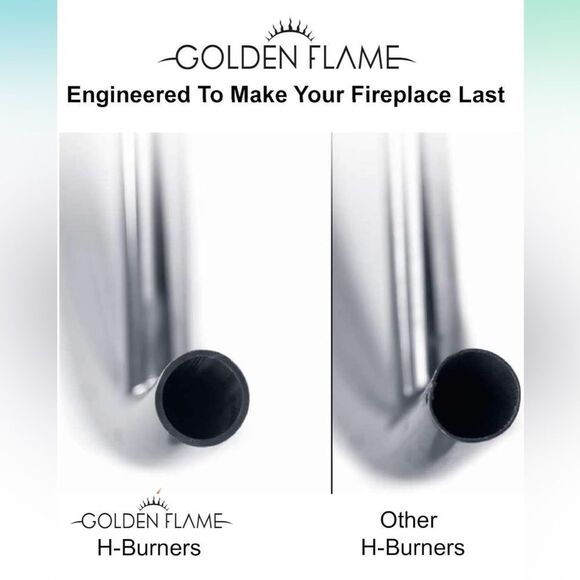 Golden Flame 42" x 8" Fire Pit/Fireplace SS H-Burner w/Connection Kit. NIB! - Picture 4 of 10